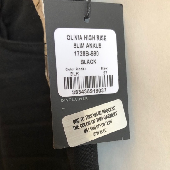 COH Olivia High Rise Slim Jeans Black Denim Size 27 NWT - Picture 13 of 13